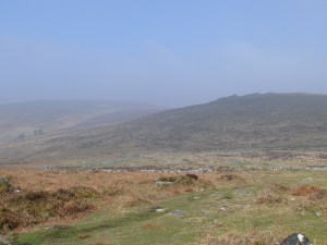 Grimspound from the climb to Hameldown Tor. Hookney Tor to the right.