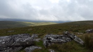 Sun shining on Sittaford Tor