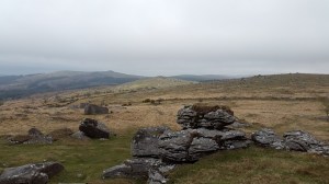 Looking back to Down Tor with Leather Tor beyond from Combeshead Tor