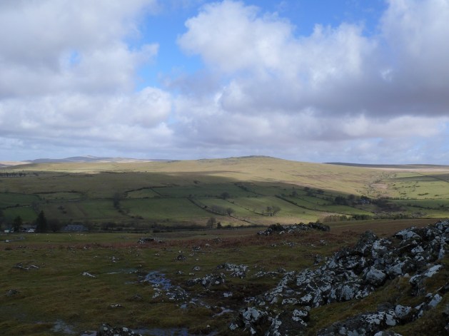 White Tor from the back of Cox Tor, Great Links Tor is the high point in the distance to the left of White Tor