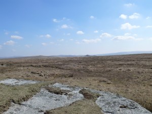 From Devil's Tor with Longaford Tor the prominent pyramid shape in the centre