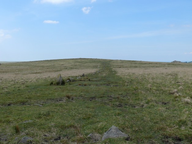 Looking back along Down Tor Stone Row in the direction of Down Tor