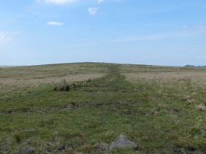 Looking back along Down Tor Stone Row in the direction of Down Tor