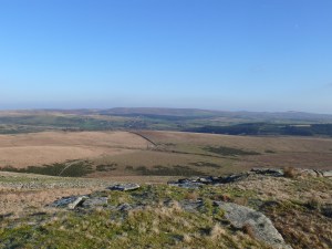 The easterly view with the bulk of Hameldown Tor in the centre