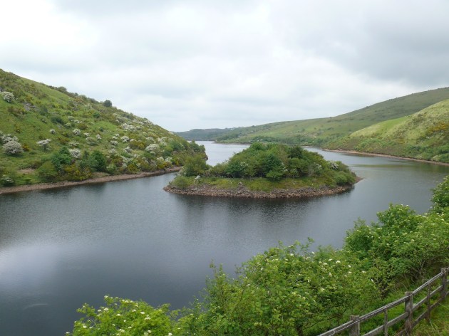 Looking back along the reservoir with the dam at the far end