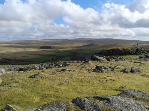 Looking to Gutter Tor and the scout hut in the trees from Sheeps Tor