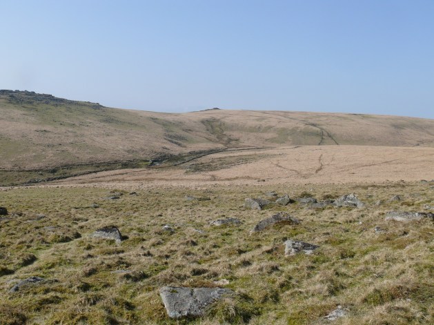 Looking down to the West Dart and its weir from Longaford Tor