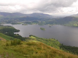 Derwent Water, Keswick and Blencathra behind from the climb to Catbells