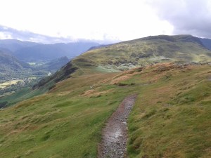 The route down to Hause Gate and onwards to Maiden Moor from Catbells summit