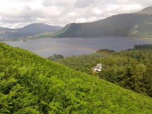 A rainbow below us as we descend