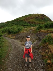 He's ready for the climb, Skelgill Bank behind