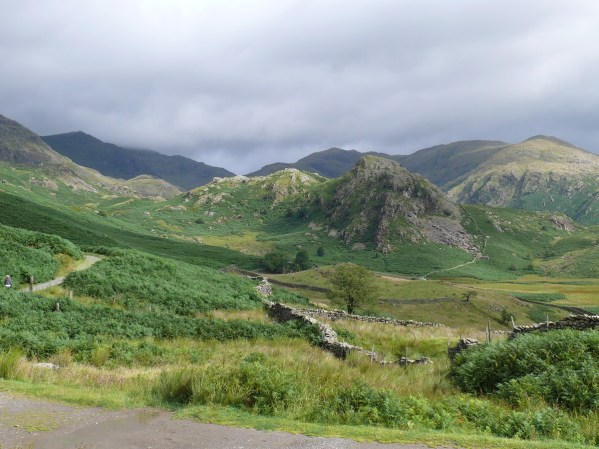 At the start of the walk with The Bell looking sunny and Wetherlam behind