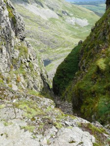 Looking down one of the rakes (South?) with Goat's Water at the bottom