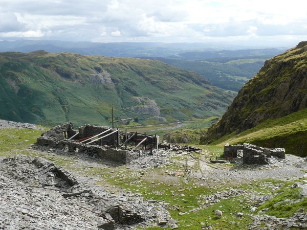 Mine workings as we climb to Low Water