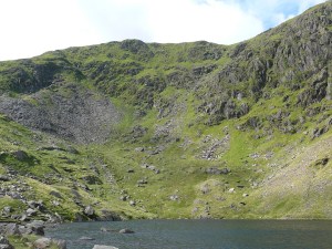 Low water with Coniston Old Man above