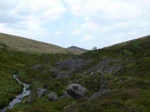 At the bottom of Newleycombe Lake with Down Tor ahead
