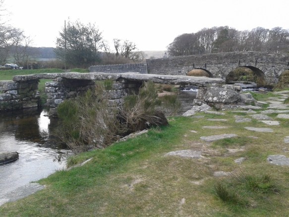 Postbridge clapper bridge at the start of the walk