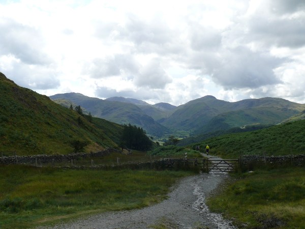 Puddingstone Bank looking down the path to Rosthwaite with Borrowdale beyond