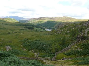 Looking back down the path with Watendlath Tarn in the distance