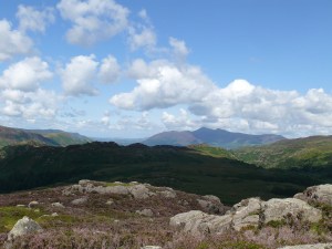 Over Grange Fell to Skiddaw from the summit of Great Crag