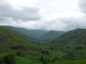 Higher up view of Martindale, with cloud rolling onto The Nab