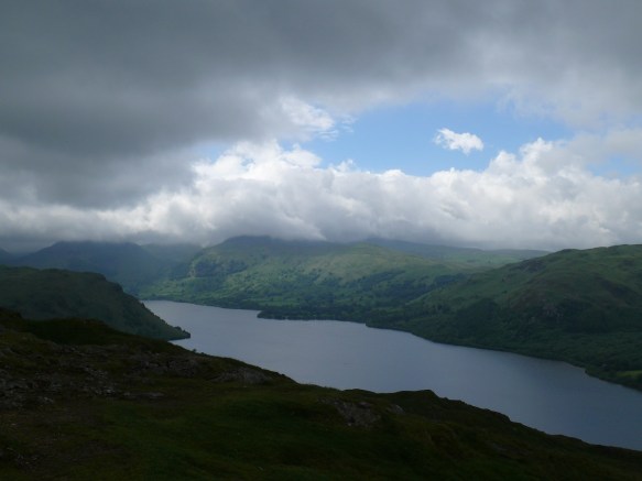 Looking towards a cloud covered Eastern Fells from Hallin Fell summit