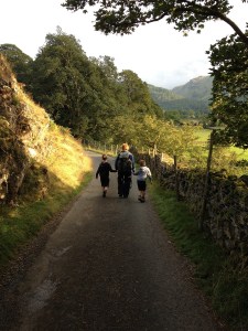 Walking with nanny back to the car