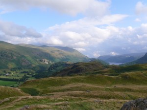 Helvellyn high on the left above Thirlmere