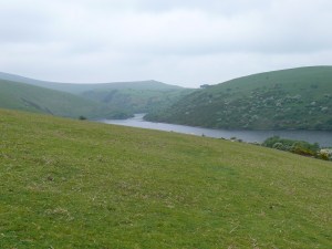 Starting the climb up Longstone Hill looking along Meldon Reservoir