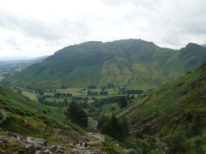 Looking back down and across to Lingmoor Fell