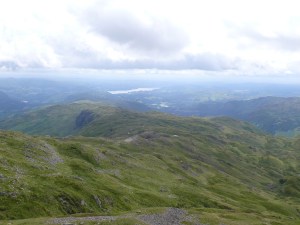 From Sergeant Man summit looking along Blea Rigg with Windermere in the distance