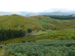 Looking back down to the car at the Hause
