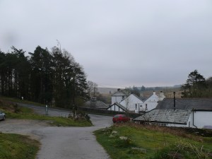 looking back at the Two Bridges hotel from the car park