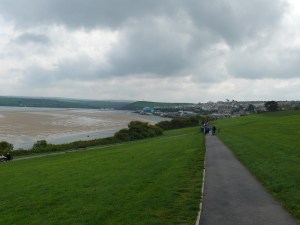 Looking back to Padstow as we head up the path to the war memorial