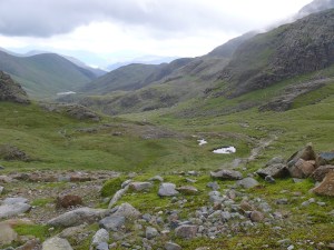 Lunch stop with a view back to Styhead Tarn from the Corridor Route.