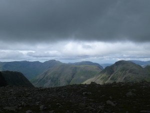 Great Gable on the right and Kirk Fell centre, with Pillar behind.