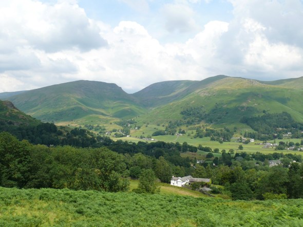Dunmail Raise from higher up the path, Seat Sandal on the right
