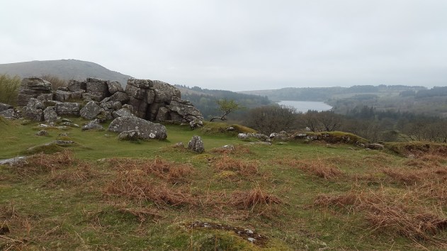 Looking to Burrator Reservoir from Snappers Tor with Sheeps Tor behind