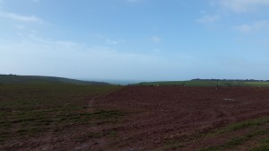 First view of the sea, I will be walking down the valley that can just be seen