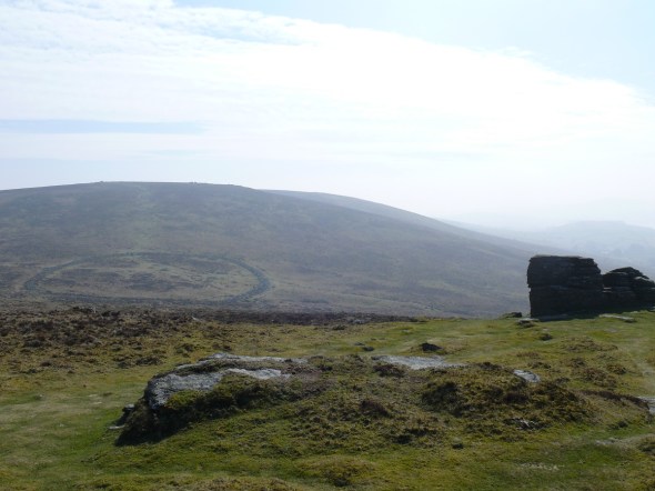 Looking from Hookney Tor across to Hameldown Tor with Grimspound below