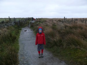 All wrapped up at the start of the path out of Princetown