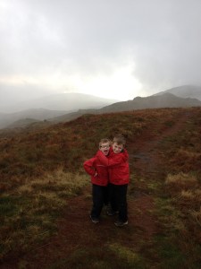 The boys by the true summit (Baystones) as the cloud clears a little.