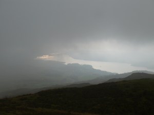The cloud lifts again to give a glimpse of Windermere