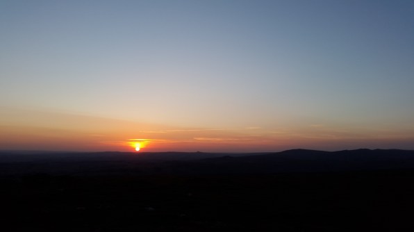 Cox Tor silhouetted to the right