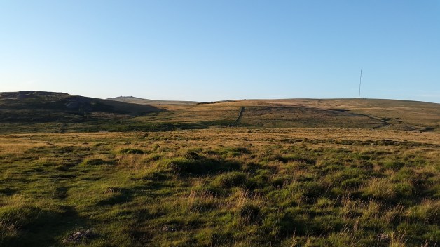Looking down from Leeden Tor to East Tor (rocky outcrop below) with