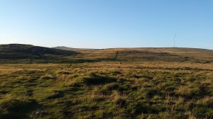 Looking down from Leeden Tor to East Tor (rocky outcrop below) with