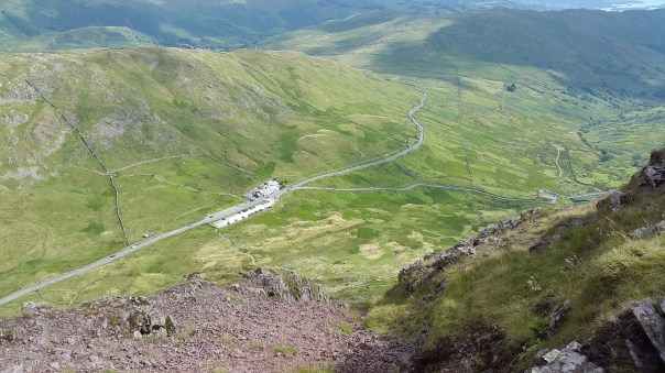 Looking back down the chimney to the pub and the Kirkstone pass