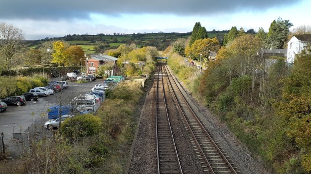 South Brent parking to the left of the railway